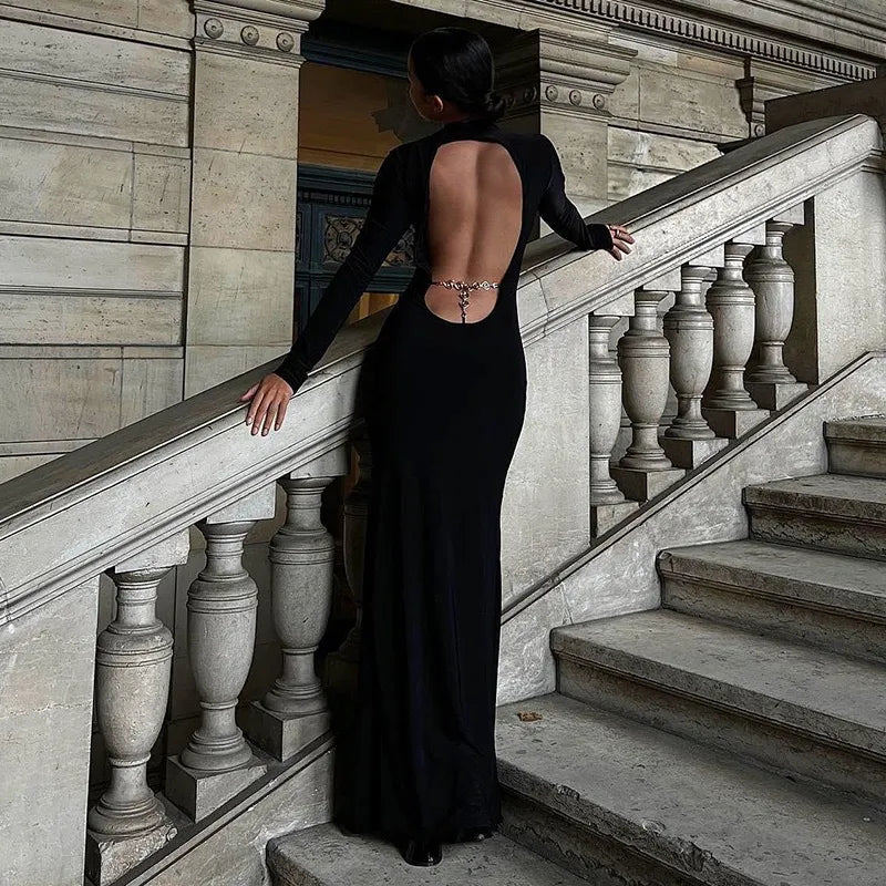 Evening wear Dresses: Maxi Evening Prom Dress for Women Party Club Long Sleeve
