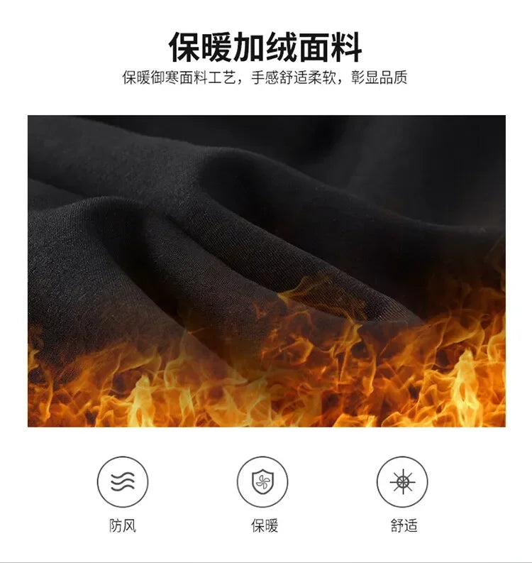 Men's Sets Jacket + pant Warm Fur Winter Sweatshirt Cashmere Tracksuit Men's Sets Fleece Thick Hooded Brand Casual Track Suits
