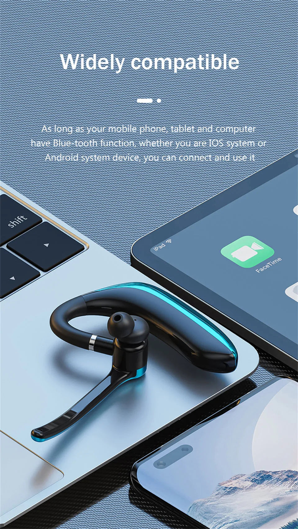Wireless Headphones With Dual Microphon Bluetooth Earphone ENC Noise Cancelling Hands-free Headset Busines Auriculares Driving