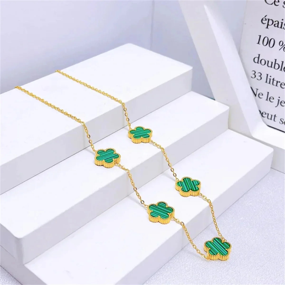 2/4Pcs 18K Gold Plated Five Leaf Flower Earring Necklace Bracelet Set for Women, Elegant Fashion Design Bracelet Jewelry Gifts