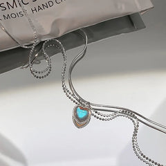 Heart Necklace French Lucky Bean Love Clavicle Chain Korean Simple Female