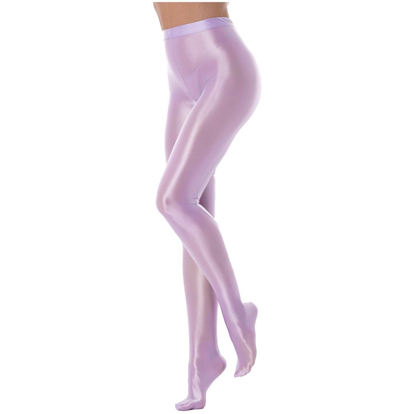 Women Glossy Solid Color Pantyhose High Waist Tights Stockings Footed Leggings