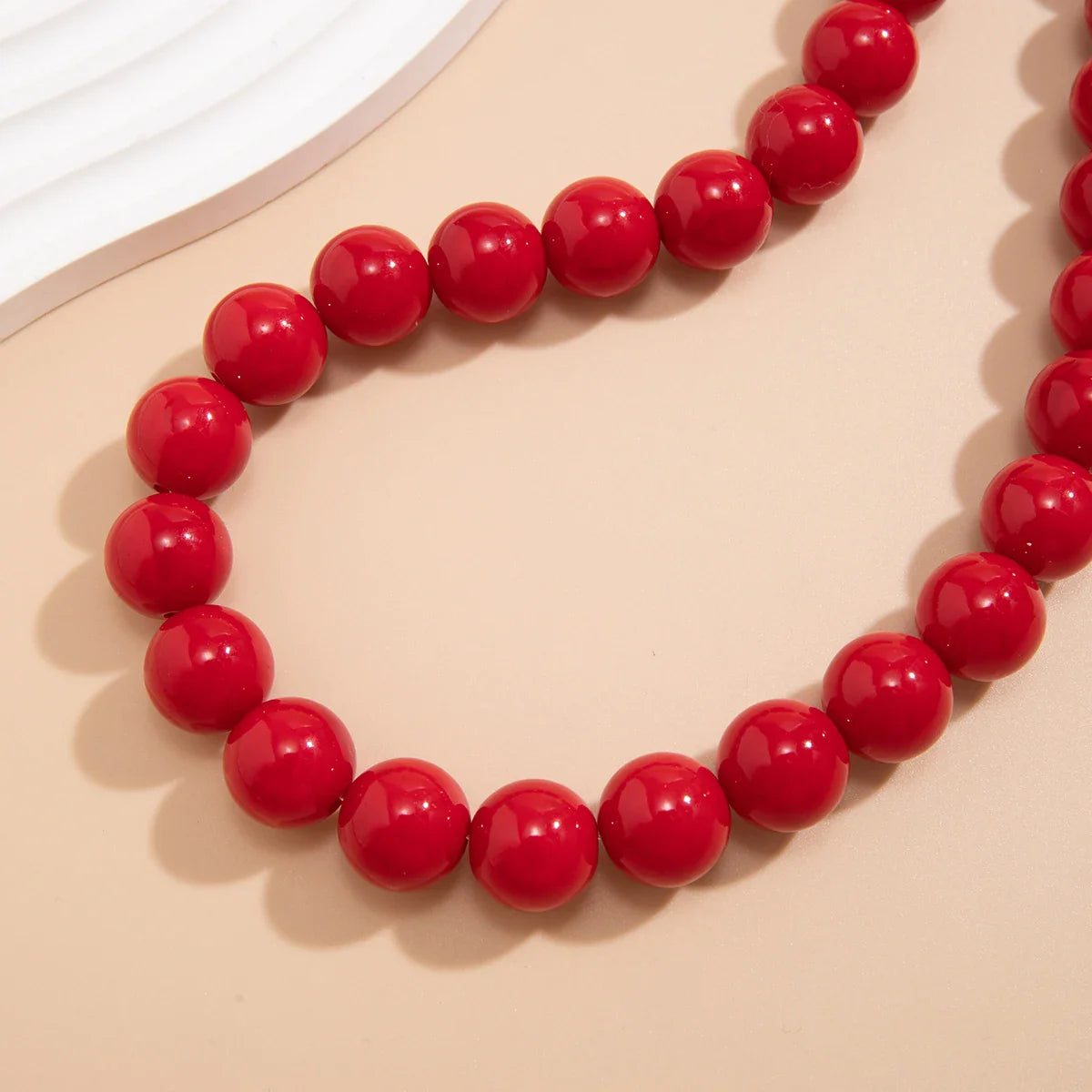 Salircon Gothic Simple Acrylic Red\Black Big Ball Bead Chain Necklace Women's Y2K Korean Clavicle Necklace Trendy Party Jewelry