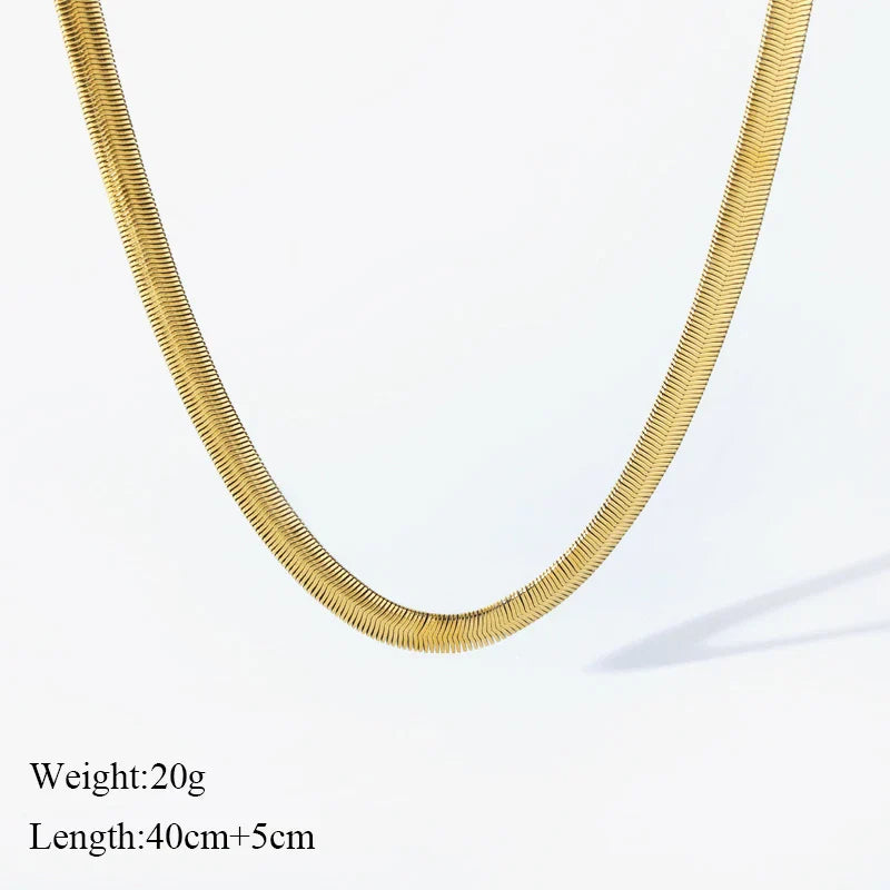 EILIECK 316L Stainless Steel Metal Chain Necklace For Women Fashion 18K Gold Plated Neck Chain Waterproof Jewelry Lady Gift