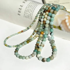 Natural Amazonite Stone Necklaces Bohemian Women Handmade Beaded Jewelry