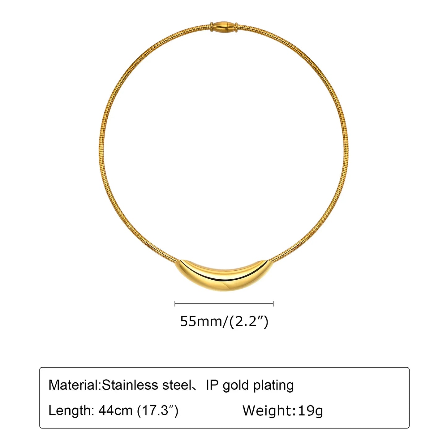 Choker Neck Cuff for Women, Open Collar Choker Torques Necklace Adjustable ,Simple Stainless Steel Jewelry