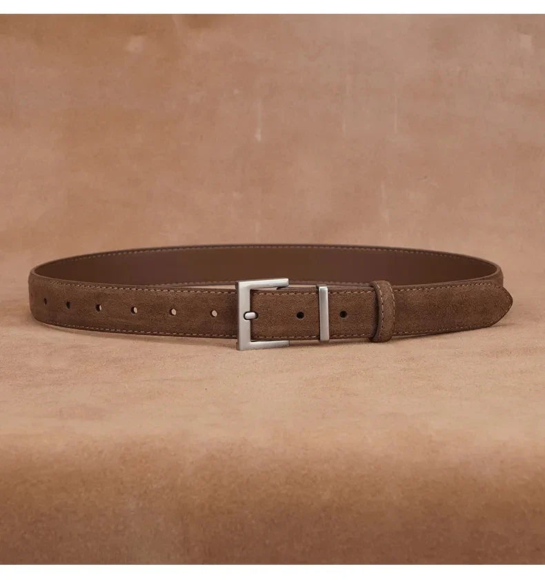 New Luxury Double Genuine Leather Belt for Women Jeans Casual Dress Square Alloy Buckle Ladies Trendy Belts Fashion Waistband