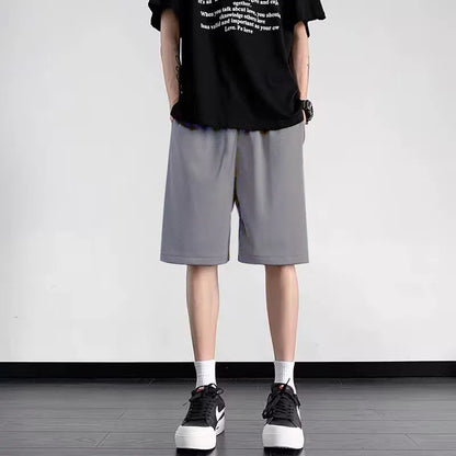 2024 New Men's Sports Shorts Fast Slow Run Breathable Quick-Dry Mesh Shorts Gym Fitnesssolid Color Polyester Casualwear