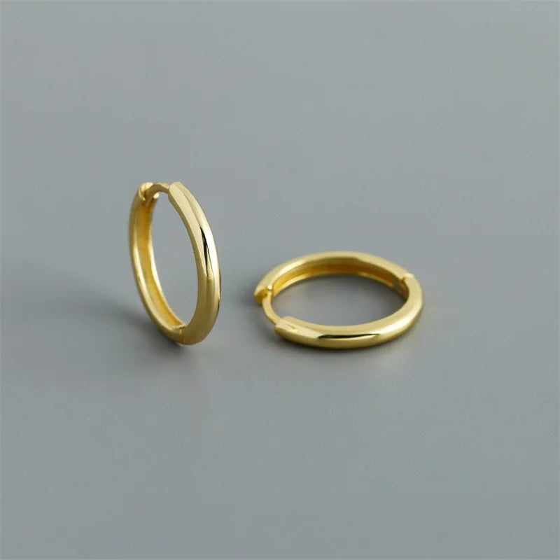 WANTME 925 Sterling Silver Simple Matte Bohemian Round Ear Buckle for Women Punk Unisex Rock Hoop Earring Jewelry Accessories