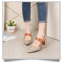 Lady Shoes Hollow Coarse Sandals High-heeled Shallow Mouth Pointed Pumps