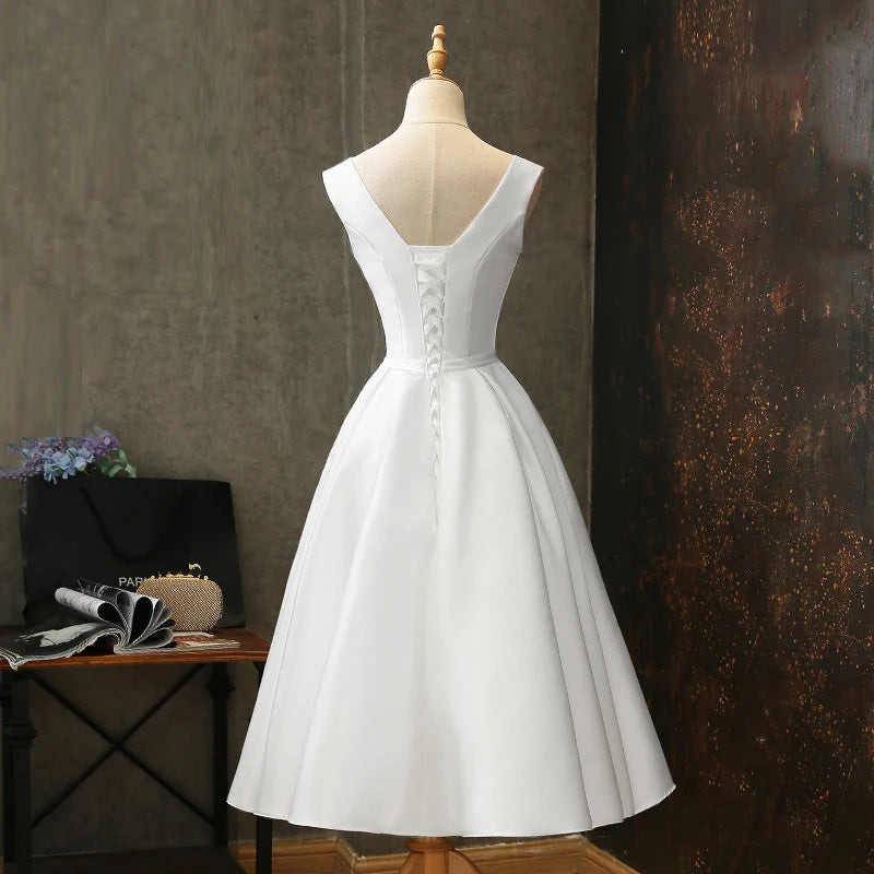 Homecoming Dresses: Midi Bride Dress Elegant Prom Evening Dress