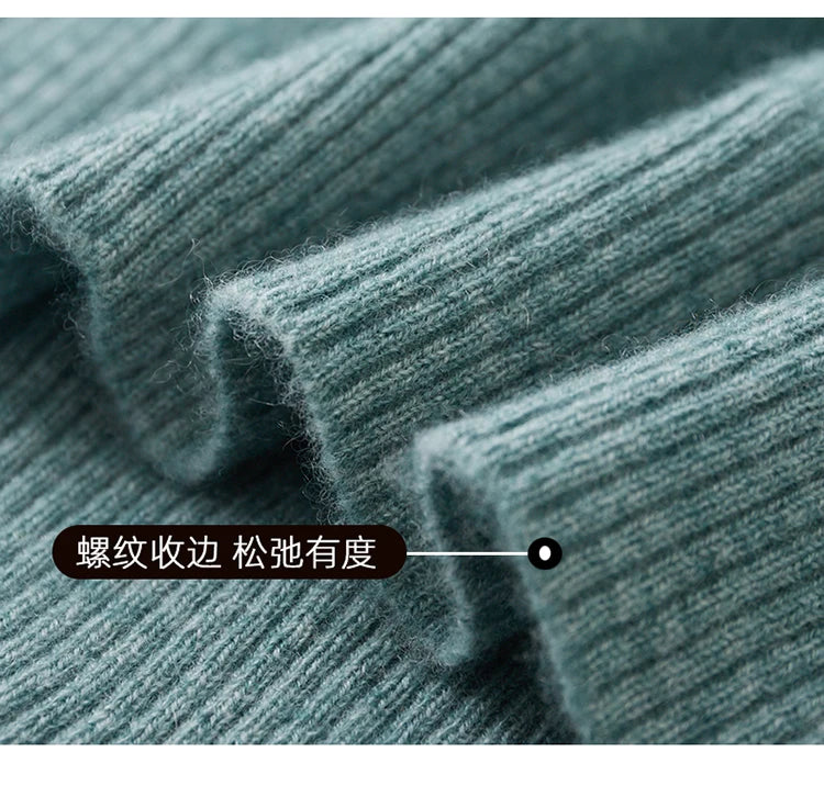 Merino Wool Hot Cardigans Men Lapel Pullover Long Sleeve POLO Neck Sweaters