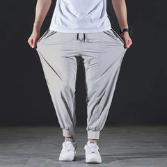 Quick-drying Ice Silk Casual Pants Men's Ultra-thin Elastic Nine-point Pants