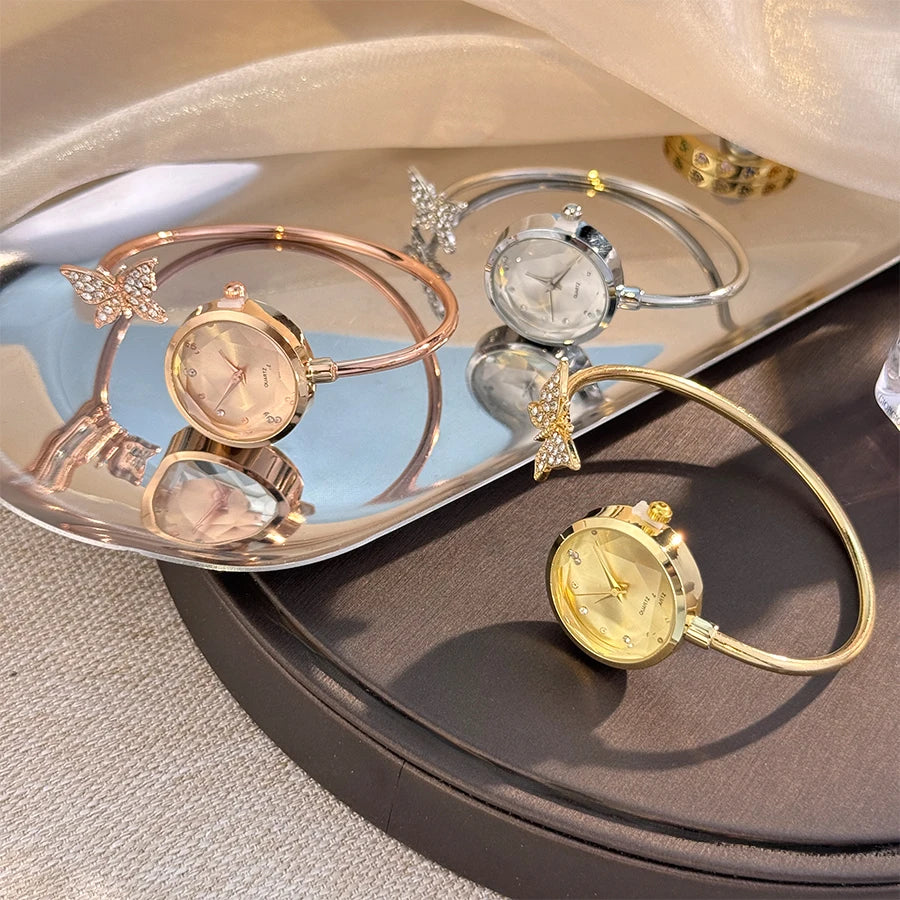 Romantic Butterfly Open Bracelet Luxury Fashion Ladies Quartz Watch Elegant Simple Wristwatch New Model Bestseller