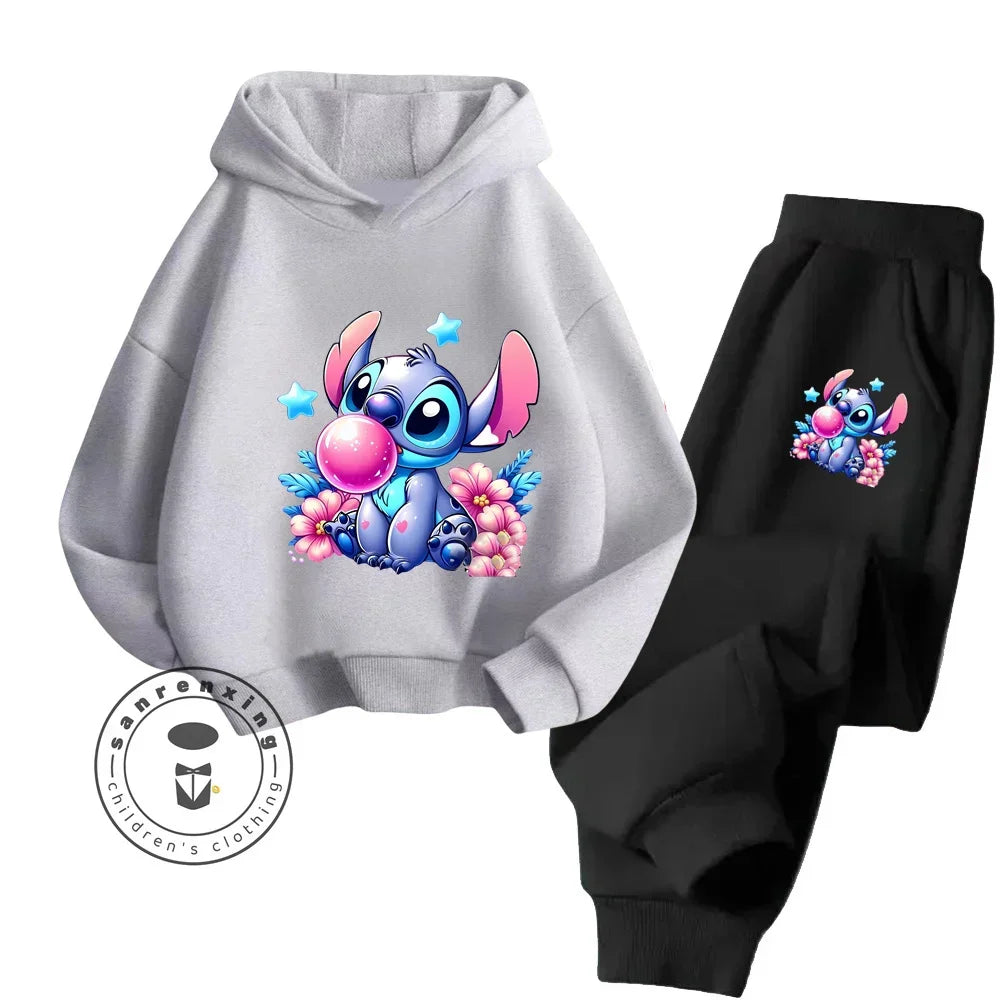 Cheap Popular Simple Stitch Long Sleeve Boy Girl Casual Wear Fun Graphics Everyday Style Energetic Spring Fall Sweatshirt Set