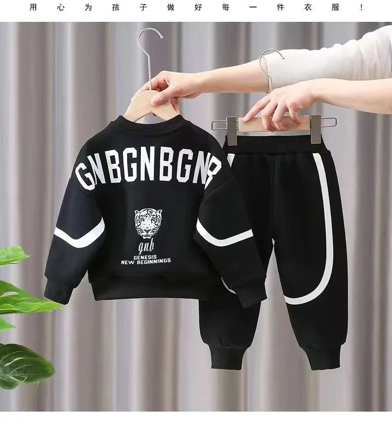 Spring Autumn Boys Clothing Set 2024 New Children's Baby Top and Pants Two Piece Boys Long Sleeve Sweater Set Kids Clothes Suit