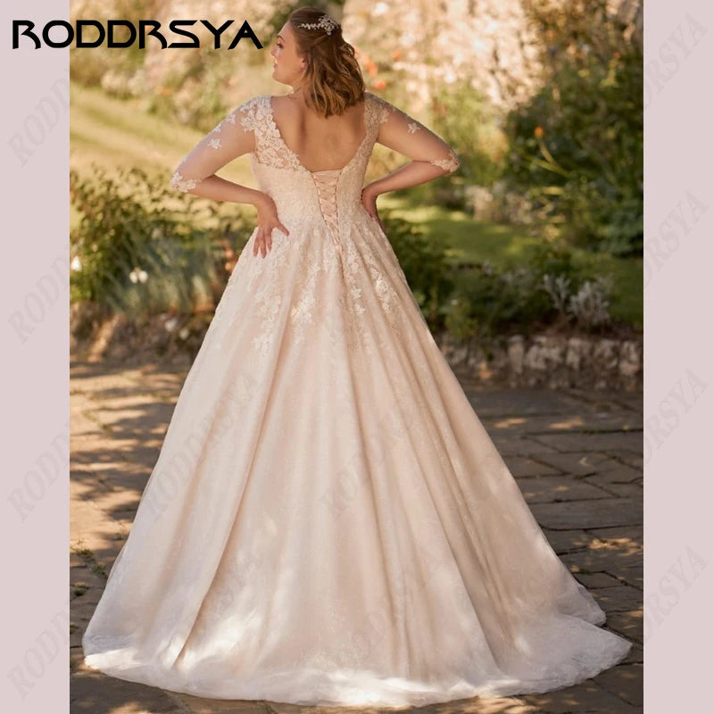 White Bridesmaid Dresses: Wedding Dress Princess A-Line V-Neck 3/4 Sleeves Bride