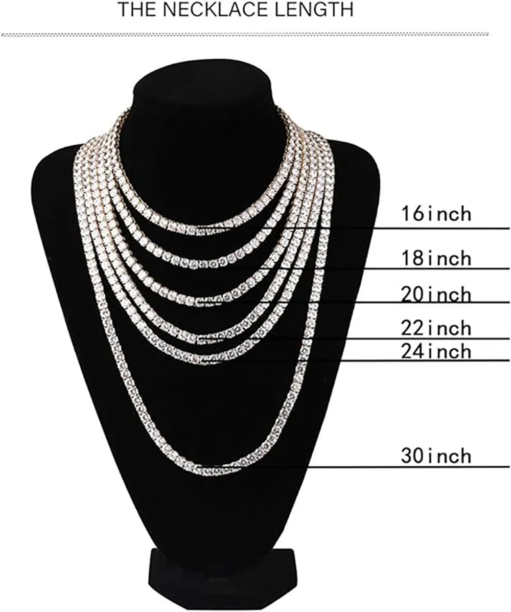 Hip Hop Jewelry Cubic Zirconia Iced Out Tennis Chain Iced Out 18k Gold Plated Bling Necklace For Women Free Custom Laser Logo