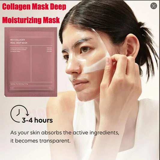 Deep Collagen Overnight Mask The Real Collagen Facial Sheet Masks With Low Molecular Weight Collagen For Elasticity, Firming