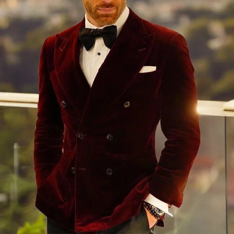 Tuxedo for Mens: Slim Fit Wedding Men Suit Jacket for Groom Party 1 Piece Velvet