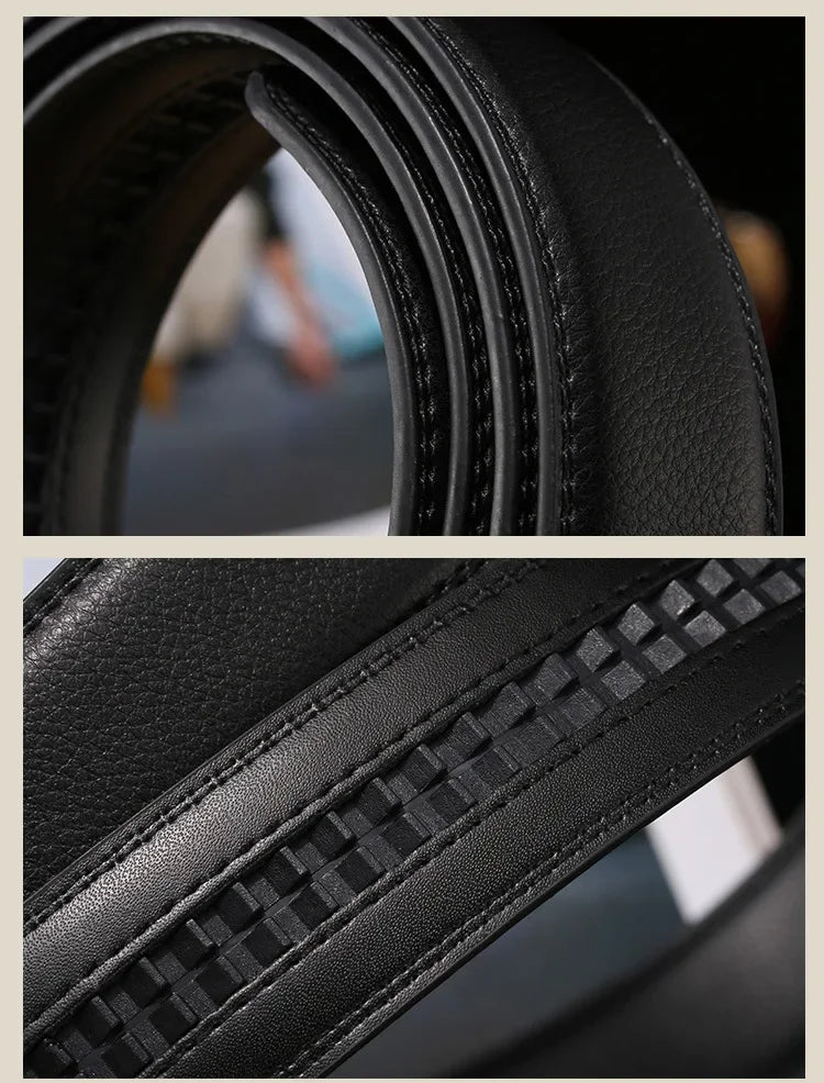Men Women 2.4 2.8 3.0 3.5 cm Wide Belt No Buckle for Automatic Buckle High Quality PU Leather Belts Body Straps without Buckle