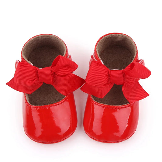 Baby Girl Princess Shoes PU and TPR Anti-slip Cute Bowknot Toddler