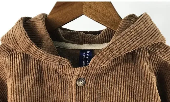 Kids Cardigan Coat Solid Denim Hoodie Baby Boys Girls Corduroy Loose Casual Coat