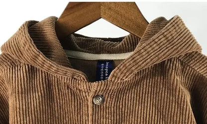 Kids Cardigan Coat Solid Denim Hoodie Baby Boys Girls Corduroy Loose Casual Coat