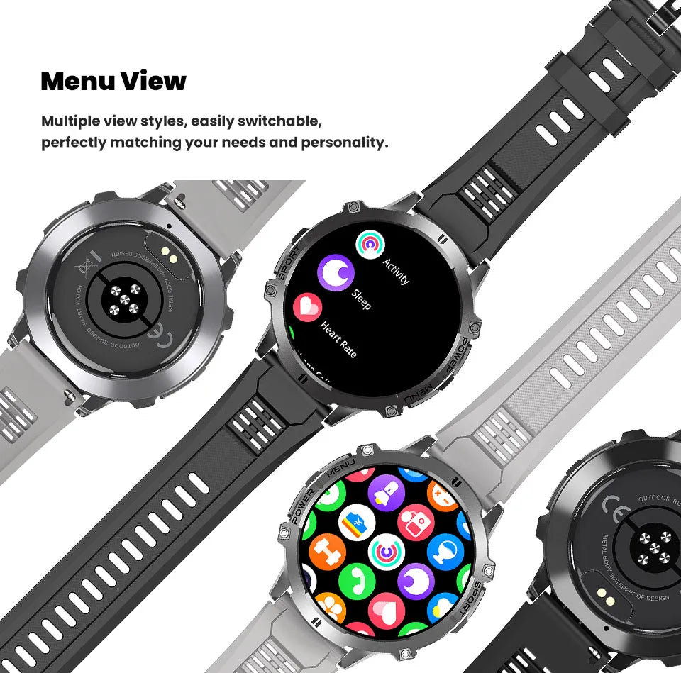 2025 New Military TREX3 1000mAh Battery Smart Watch 1.73-inch Screen 5ATM Waterproof GPS Altimeter Bluetooth Call Men Smartwatch