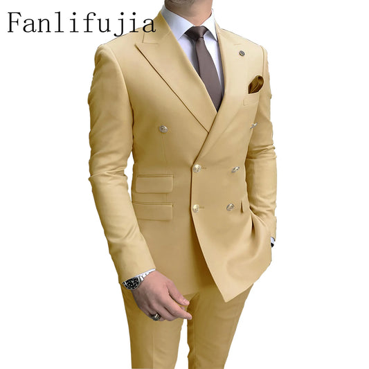 Tuxedo for Mens: Double Breasted Men Suit Two Pieces Slim Fit Costume