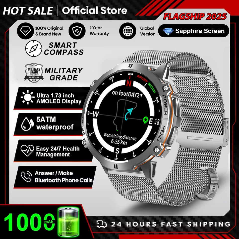 T-Rex 3 Military Grade 1000mAh Battery Smart Watch 10ATM Waterproof GPS Compass Altimeter Call AMOLED Men Swim Sports Smartwatch