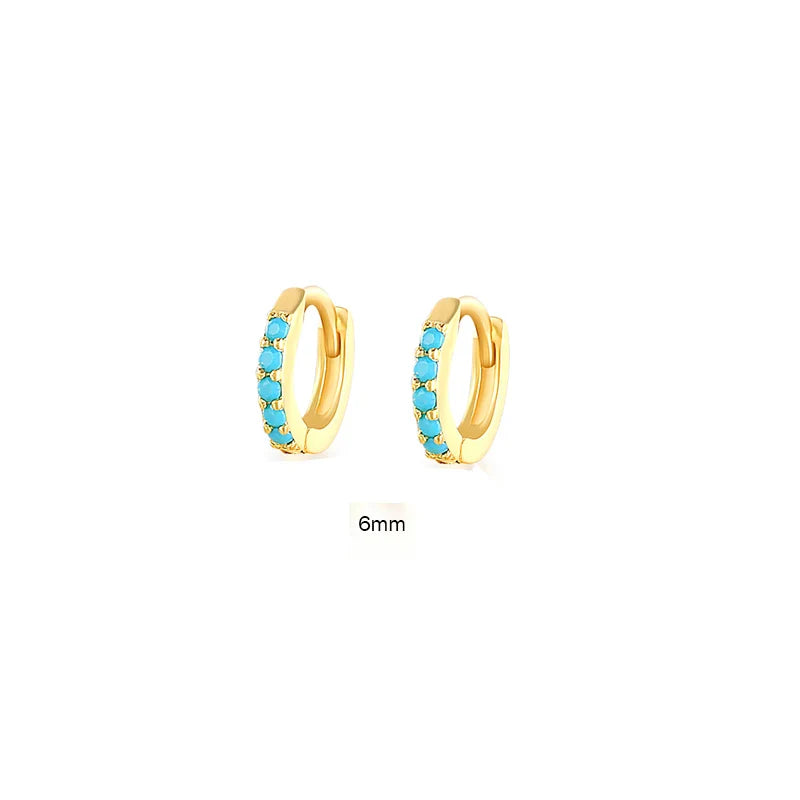 6/7/8/9 MM Cartilage Circle Earrings 925 Sterling Silver Bling CZ Huggie Hoop Earring for Women Piercing Buckle Wedding Jewelry