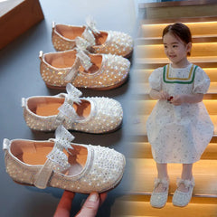 Girl's Princess Shoes Fashion Bow Rhinestone Pu Kids Children's Sandals