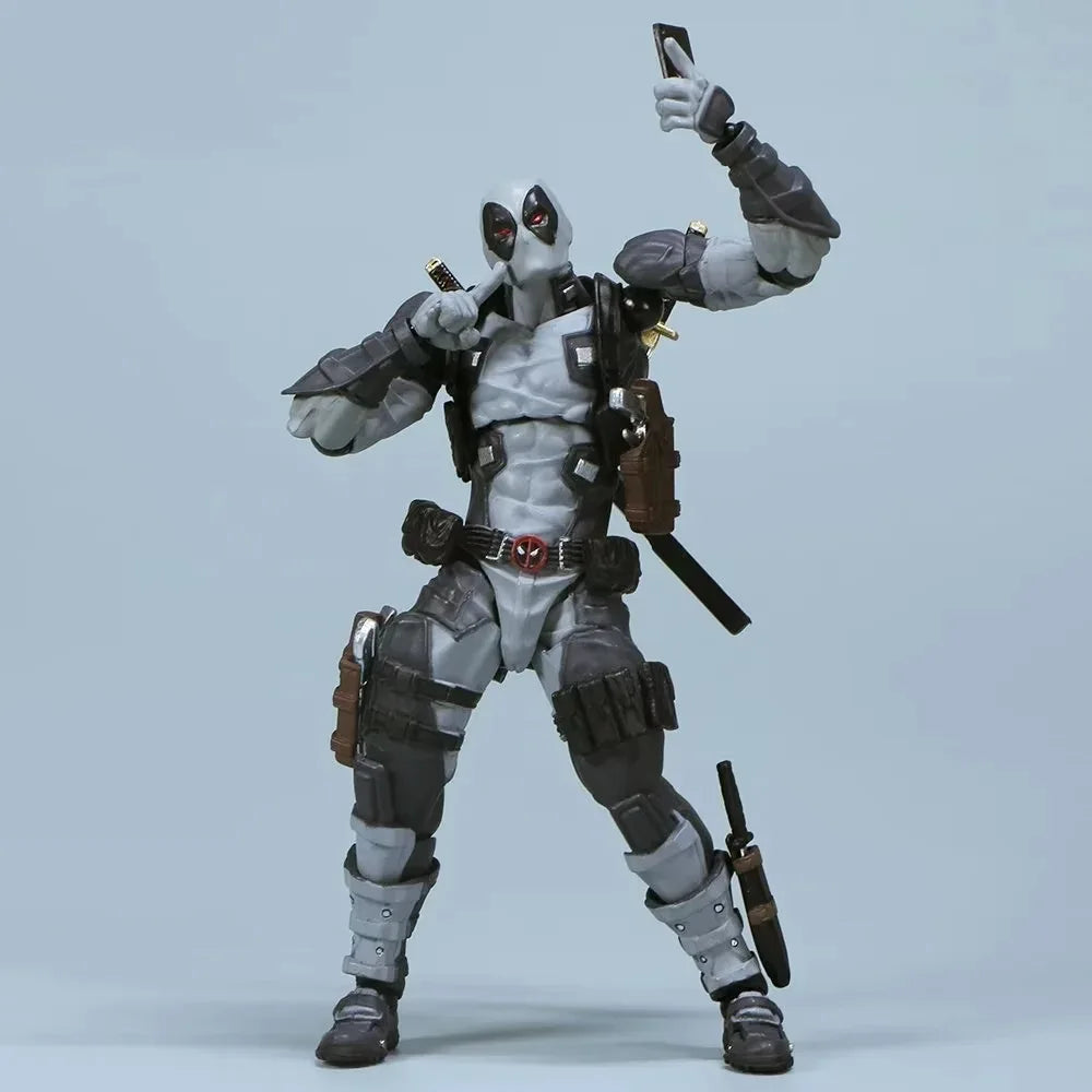 AMAZING YAMAGUCHI Deadpool & Wolverine 2.0 Grey Action Figure Mutants Joint Movable KAIYODO Wade Model Movie Toys for Kids Gift