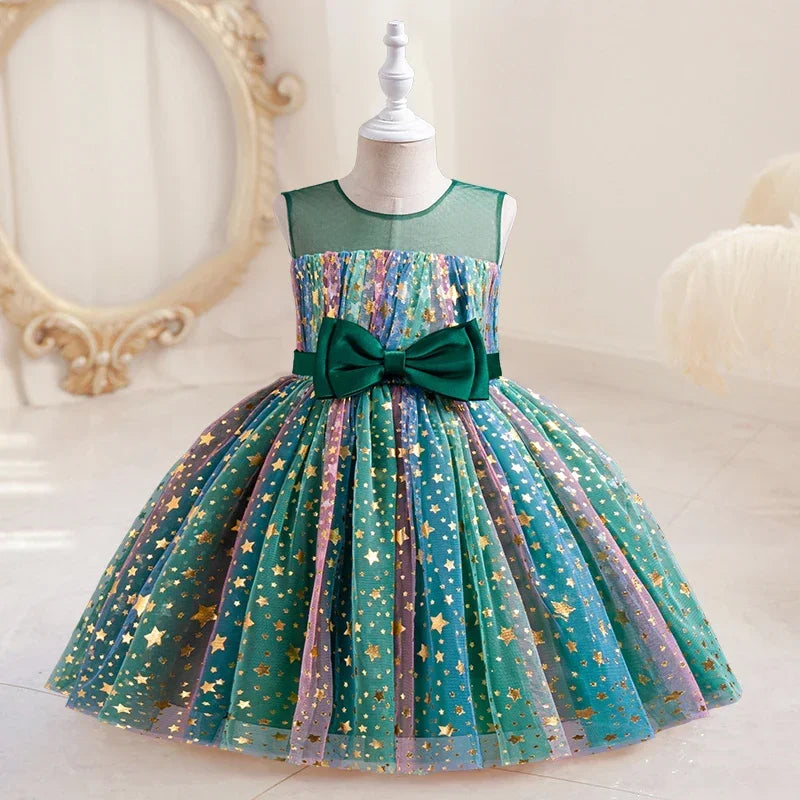 Christmas Unicorn Children's Sequins Tutu Dress Girls Rainbow Wedding Birthday Party Princess Dress Performance Cosplay Costume