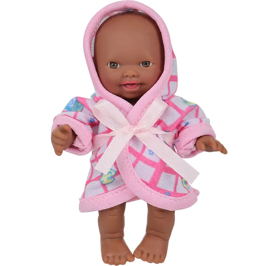12cm Black Reborn Dolls  African Baby Doll With Pajamas Realistic Reborn Baby Doll For Kids Waterproof Vinyl Toys Gift