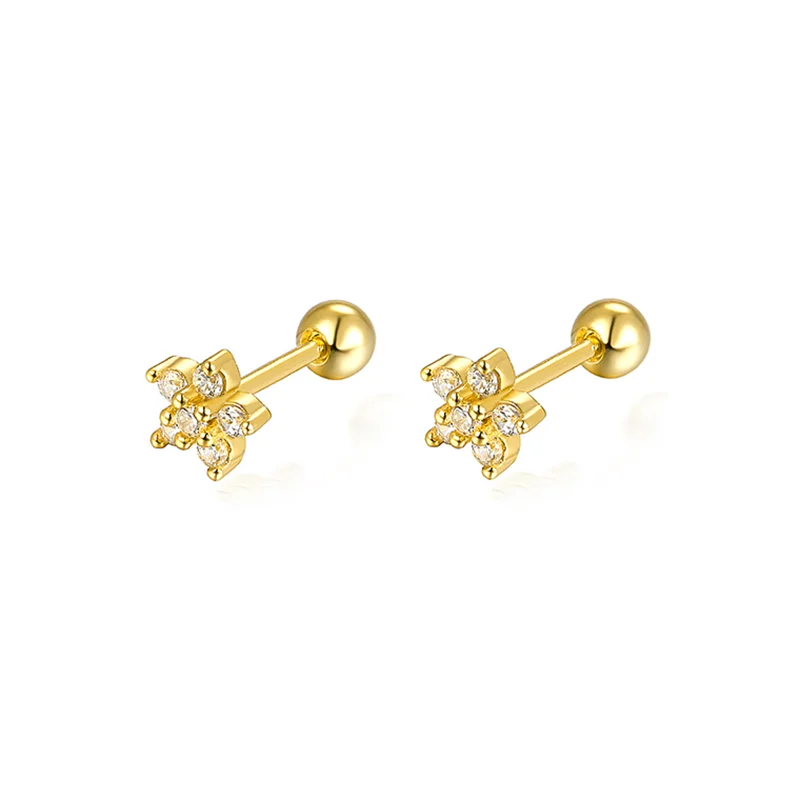 WANTME 925 Sterling Silver Fashion Love Butterfly Romantic Star Crown Screw Stud Earrings for Women Ear Bone Piercing Jewelry