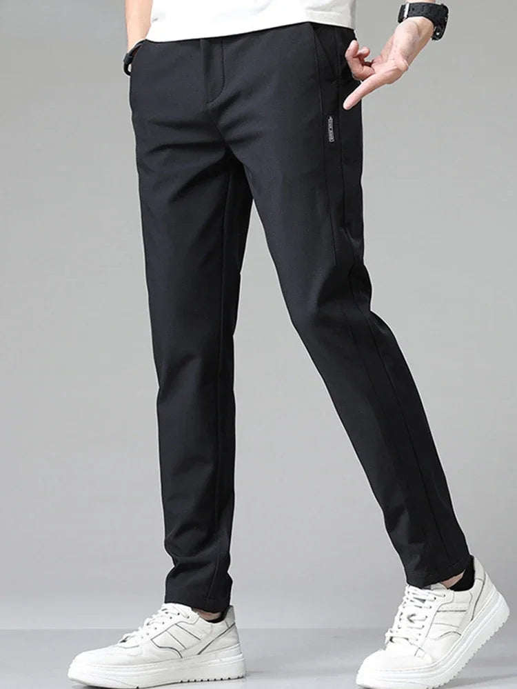Pants Men 2024 Summer Ice Silk Casual Pants Men Straight Loose Elastic