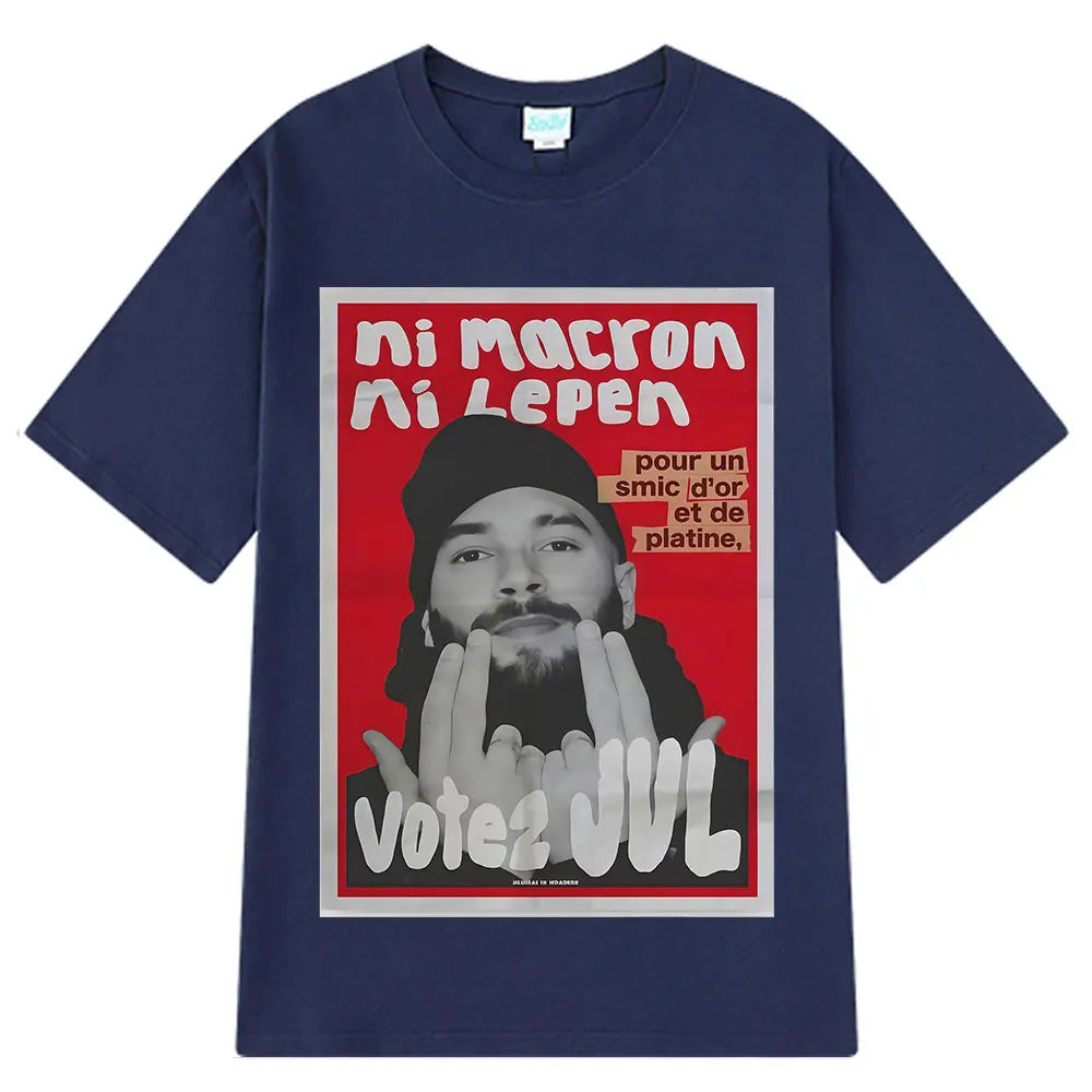 French Rapper Vote JUL Fashion Graphics T-shirts Men Women Hip-hop T-shirt Short-sleeved Casual Oversized T Shirt Streetwear
