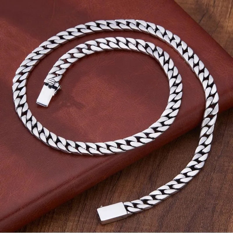 100% S925 Sterling Silver Necklace Bracelet Punk S925 Silver Jewelry Never Fade Carry certificate Men Women Jewelry Gifts