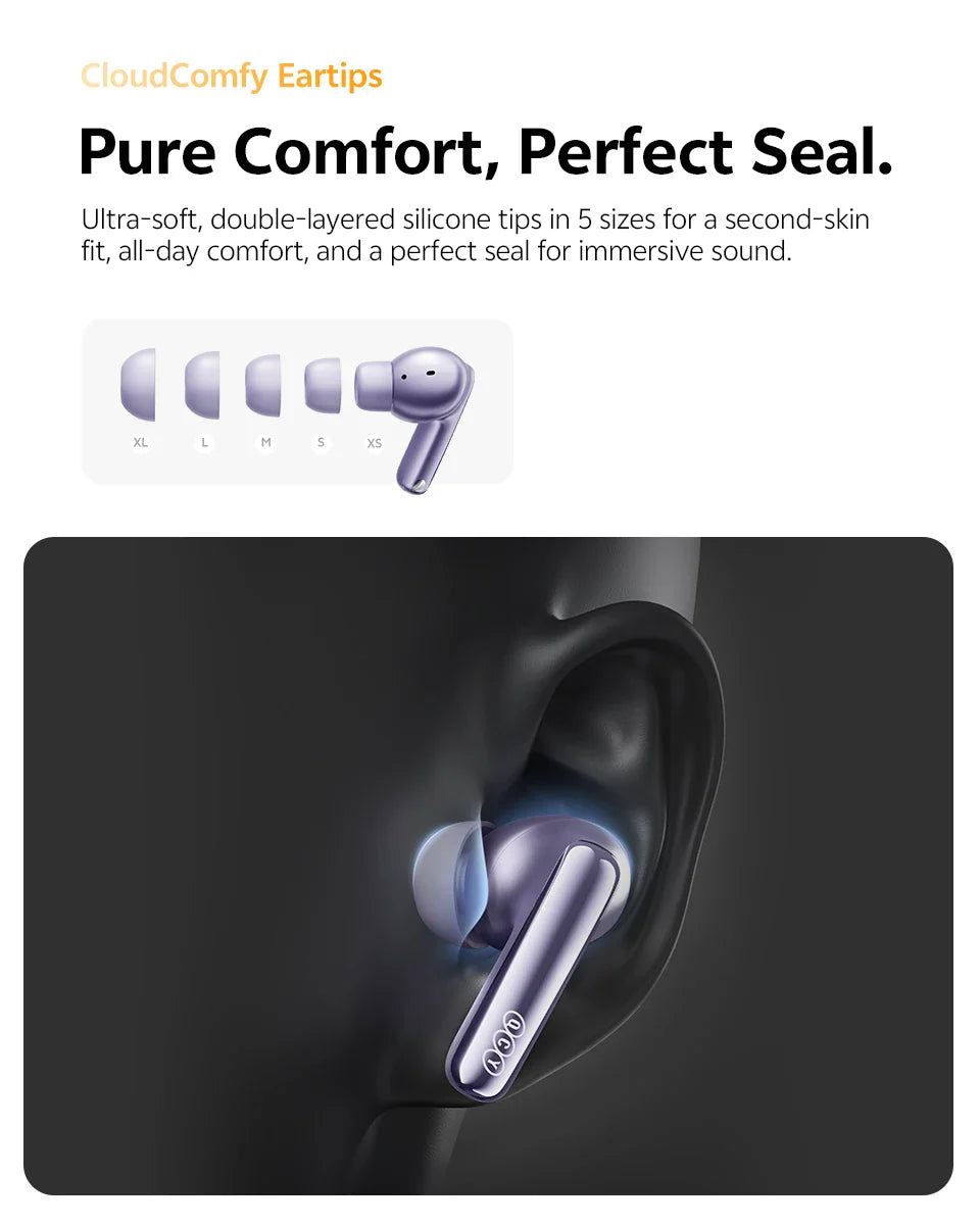 QCY HT18 MeloBuds N70 Wireless Earbuds Bluetooth 6.0 Hi-Res LDAC Earphones Adaptive ANC Dual-driver Headsets in-Ear Detection