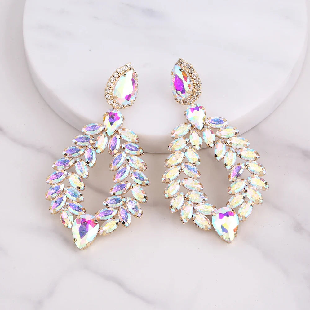 New Crystal Dangle Earrings For Women Rhinestone Earrings Weddings Ladies Party Fashion Jewelry Accessories Wholesale Gifts