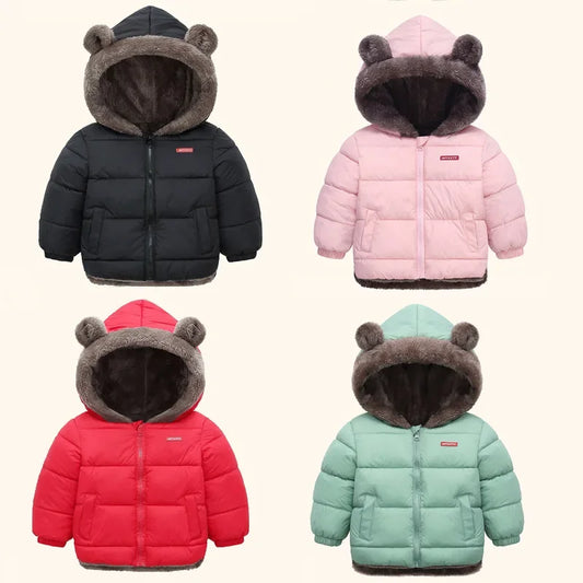 Cashmere Children Coat Winter Thicken Warm Down Jacket Boys Girls Zipper Hooded Kids Jacket Coats Outwear Children Clothing