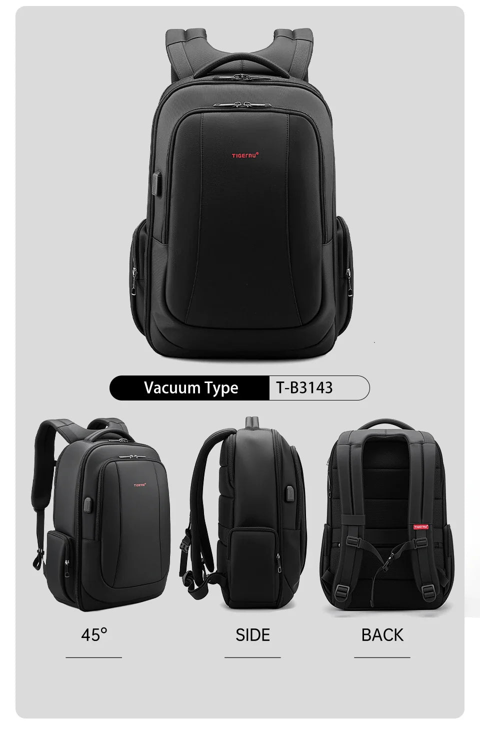 Tigernu Travel Backpacks Vacuum Backpack 14 15.6 17.3inch Laptop Backpack For School Backpack Men Schoolbag Compression Backpack