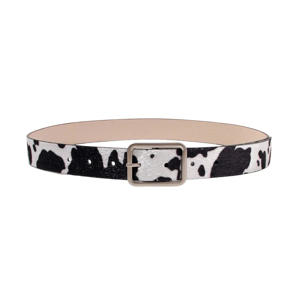 Japanese Style Square Buckle Women Belt with Shine Rhinestone PU Leather Gothic Waist Belts Leopard Punk Waistband