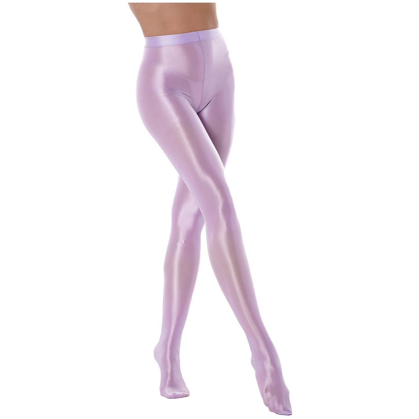 Women Glossy Solid Color Pantyhose High Waist Tights Stockings Footed Leggings