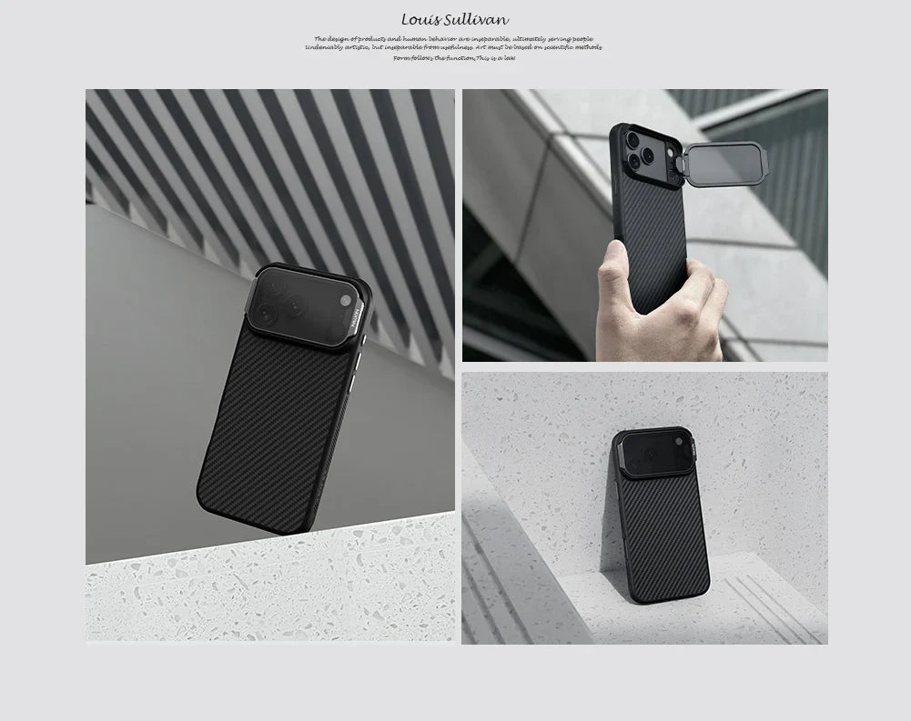 For iPhone 17 Pro Max / 17 Pro case CarboProp Fiber Magnetic Adapt Translucent Black Camera Cover Lens Back Cover Protection