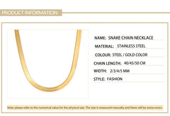 Skyrim Stainless Steel Snake Chain Necklace for Women Men Gold Color Herringbone