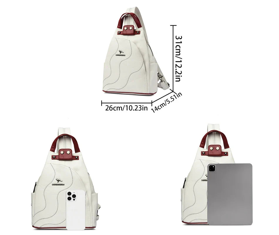 Women Leather Backpacks Zipper Female Chest Bag Travel Back Pack Ladies Bagpack Mochilas School Bags for Teenage Girls Sac A Dos