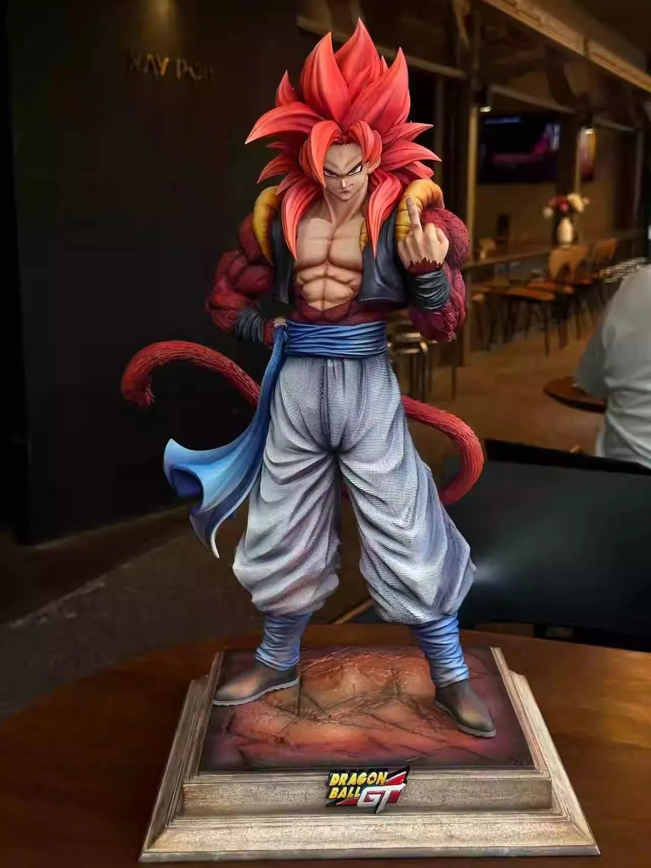 Hot 30cm Dragon Ball Anime Figure Np Super Saiyan Ss4 Gogeta Desktop Computer Ornaments Trendy Christmas Xmas Gifts